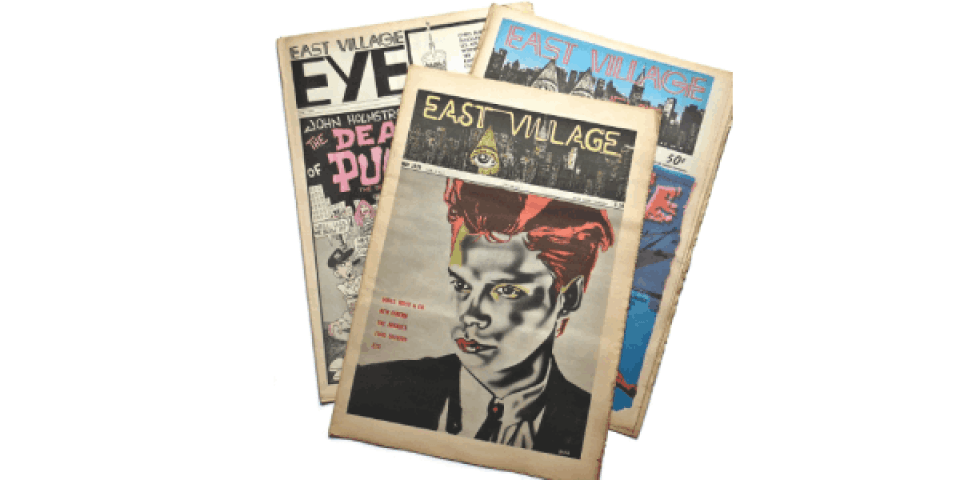 Three covers of the newspaper the East Village Eye
