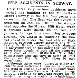 New York Times “Interesting Facts About Our Subway” October 28, 1904