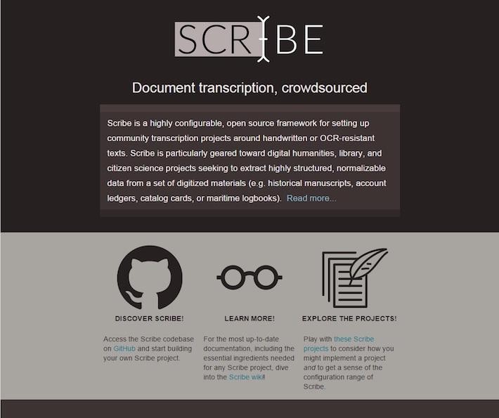 Screenshot of scribeproject.github.io