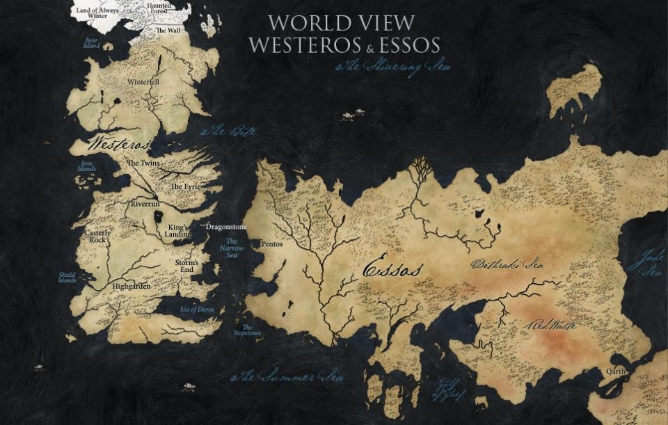 Map of Westeros and Essos