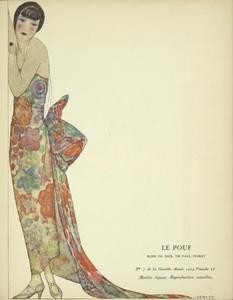 Evening gown by Paul Poiret. Photomechanical print from the Gazette du Bon Ton (Paris, 1924). Art &amp; Architecture Collection, The Miriam and Ira D. Wallach Division of Art, Prints and Photographs