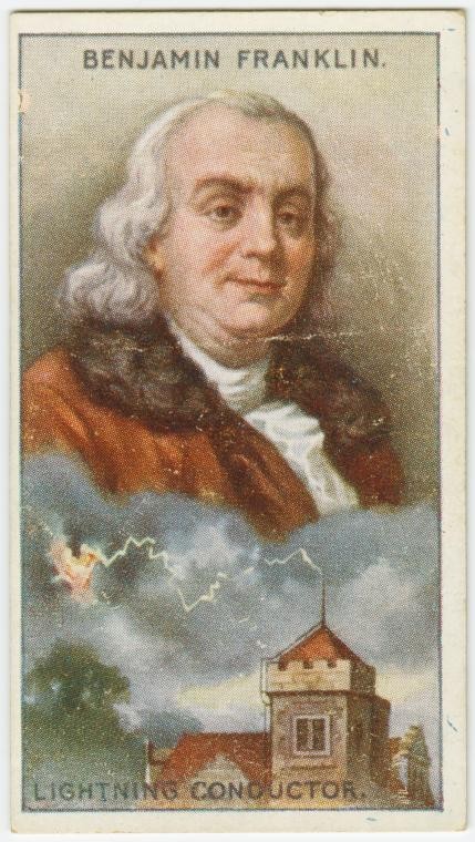 Cigarette card from the George Arents Collection featuring Benjamin Franklin