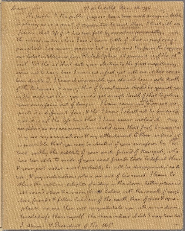 Letter from Jefferson to Adams, 1796