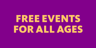 Purple rectangle with centered, bold yellow text that reads: Free Events for All Ages