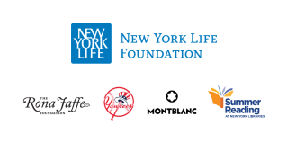Logos representing the New York Life Foundation, The Ronna Jaffe Foundation, New York Yankees Foundation, Montblanc, and the Summer Reading and Learning Programs.