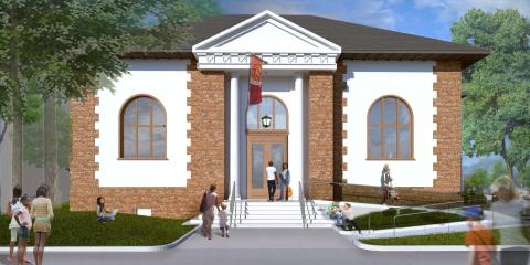 Rendering of the new exterior of the Port Richmond Library. 