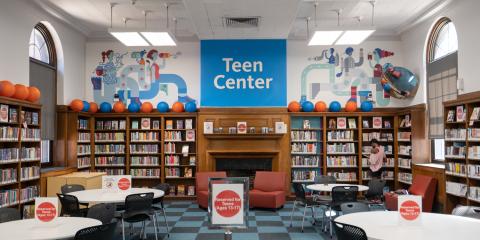 Interior photo of Wakefield Library Teen Center. 